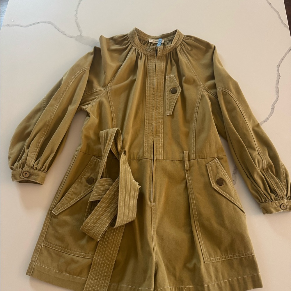 Ulla Johnson Tan Zip-Front One Piece Shorts Jumpsuit - Picture 2 of 5